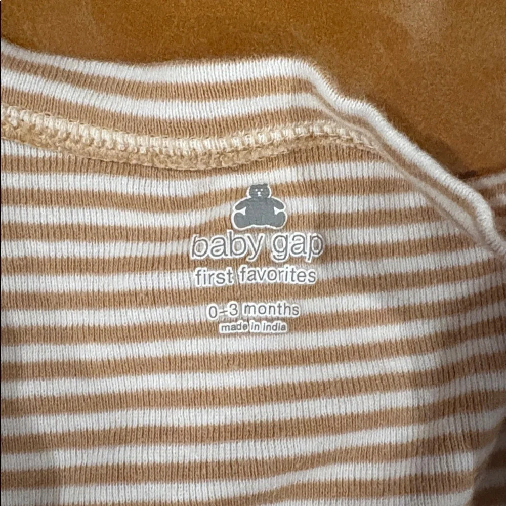 GAP Beige and White Striped Kids Footie - Size 0-3 Months